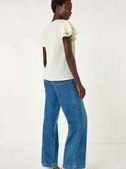 Roman White Textured Frill Sleeve T-Shirt - Image 4 of 5