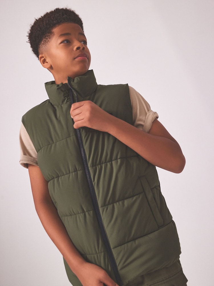 كاكي أخضر - Padded Puffer Gilet (3-16yrs) - صورة 2 من 8