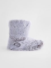 Grey Faux Fur Boot Slippers - Image 2 of 5