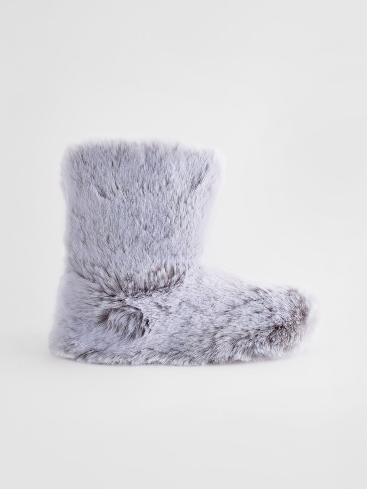 Grey Faux Fur Boot Slippers - Image 2 of 5
