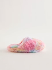 Multi Tie Dye Faux Fur Mule Slippers - Image 2 of 6