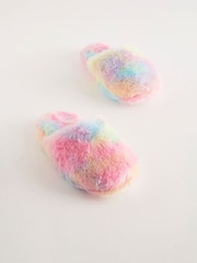 Multi Tie Dye Faux Fur Mule Slippers - Image 3 of 6