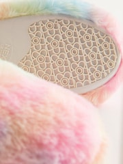 Multi Tie Dye Faux Fur Mule Slippers - Image 5 of 6