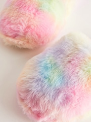 Multi Tie Dye Faux Fur Mule Slippers - Image 6 of 6