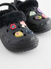 Black Badge Faux Fur Lined Faux Fur Lined Clog Slippers - Image 4 of 5