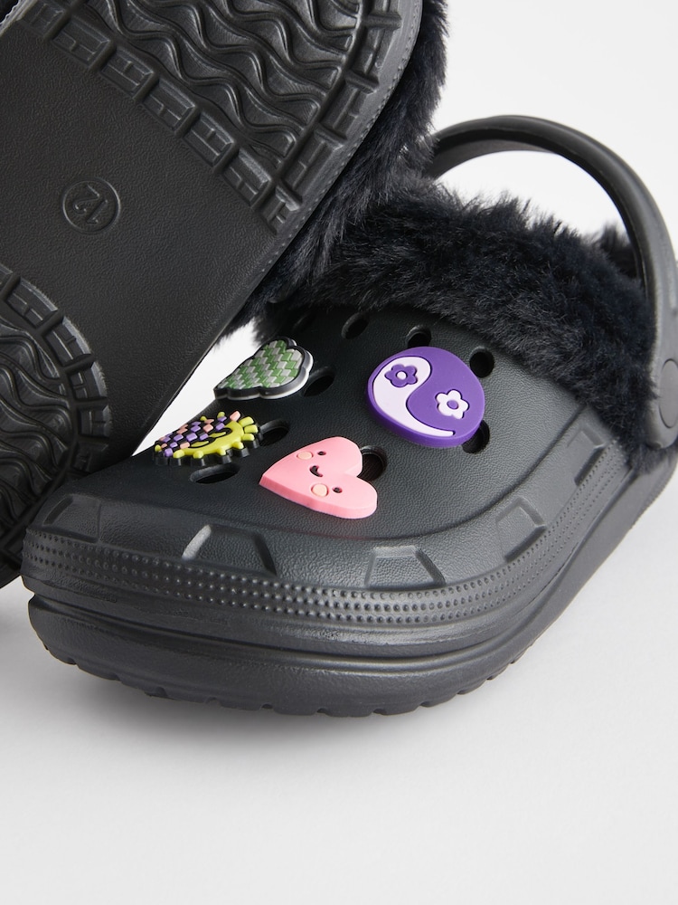 Black Badge Faux Fur Lined Faux Fur Lined Clog Slippers - Image 5 of 5