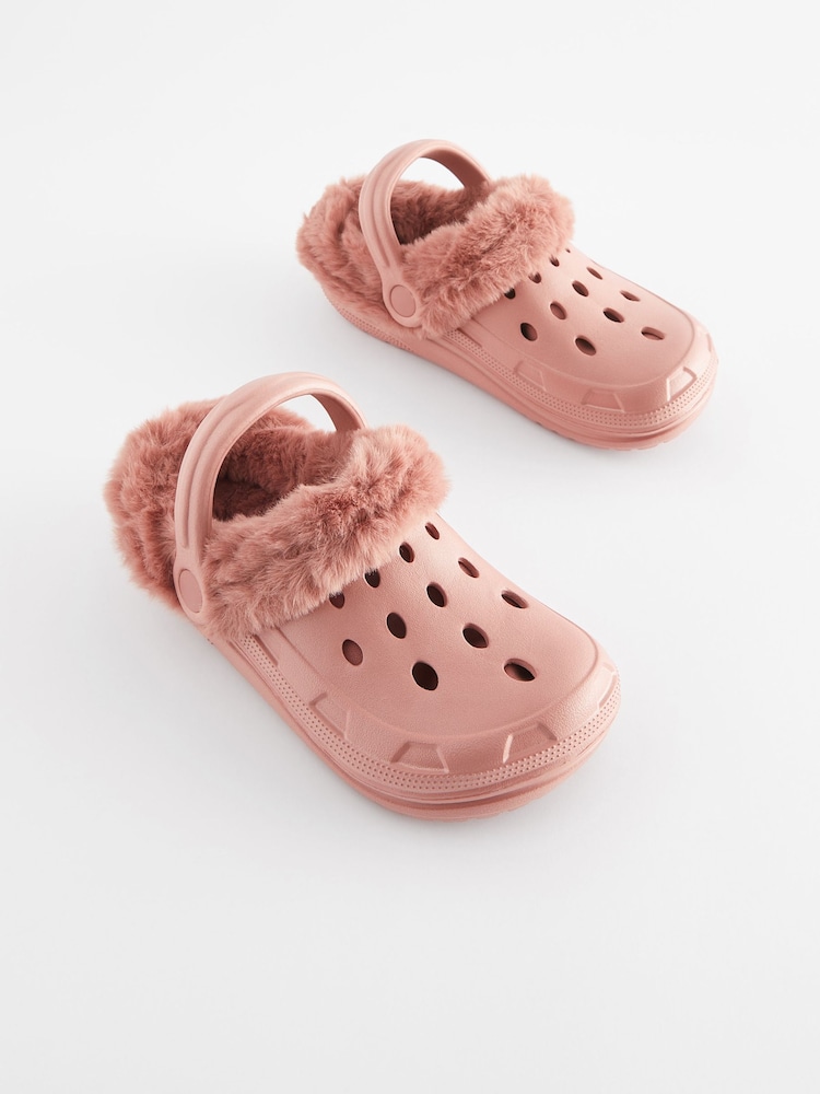 Pink Faux Fur Lined Clog Slippers - Image 3 of 7