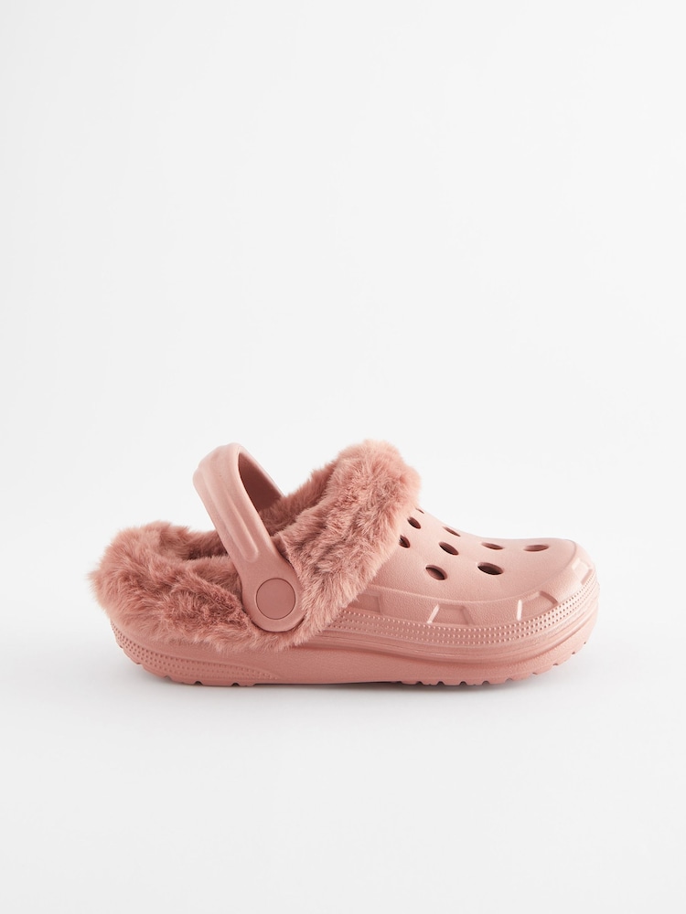 Pink Faux Fur Lined Clog Slippers - Image 4 of 7