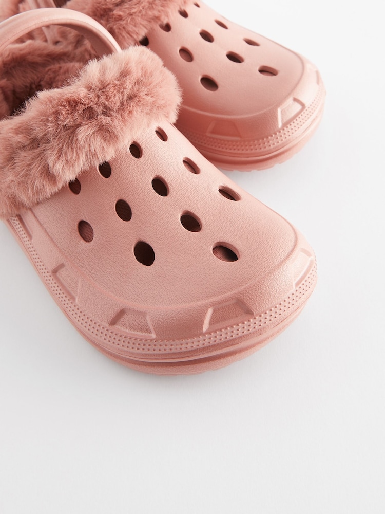 Pink Faux Fur Lined Clog Slippers - Image 7 of 7