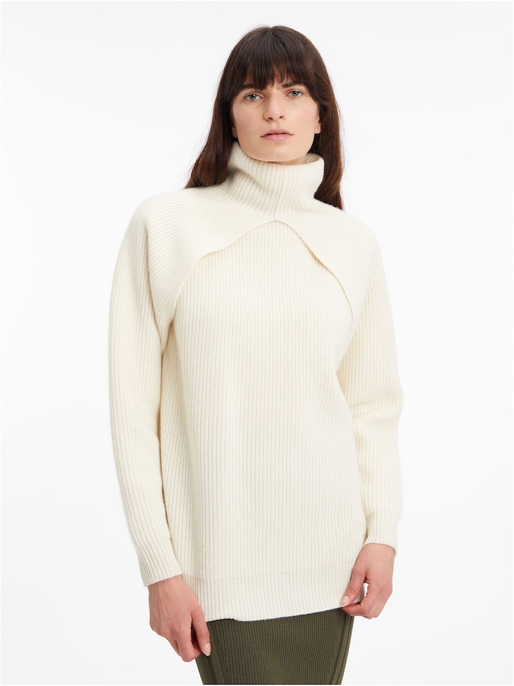 Calvin Klein Recycled Wool White Cut Out Jumper - Image 1 of 4