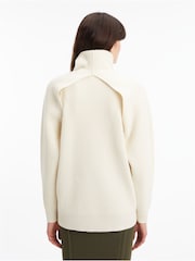 Calvin Klein Recycled Wool White Cut Out Jumper - Image 2 of 4