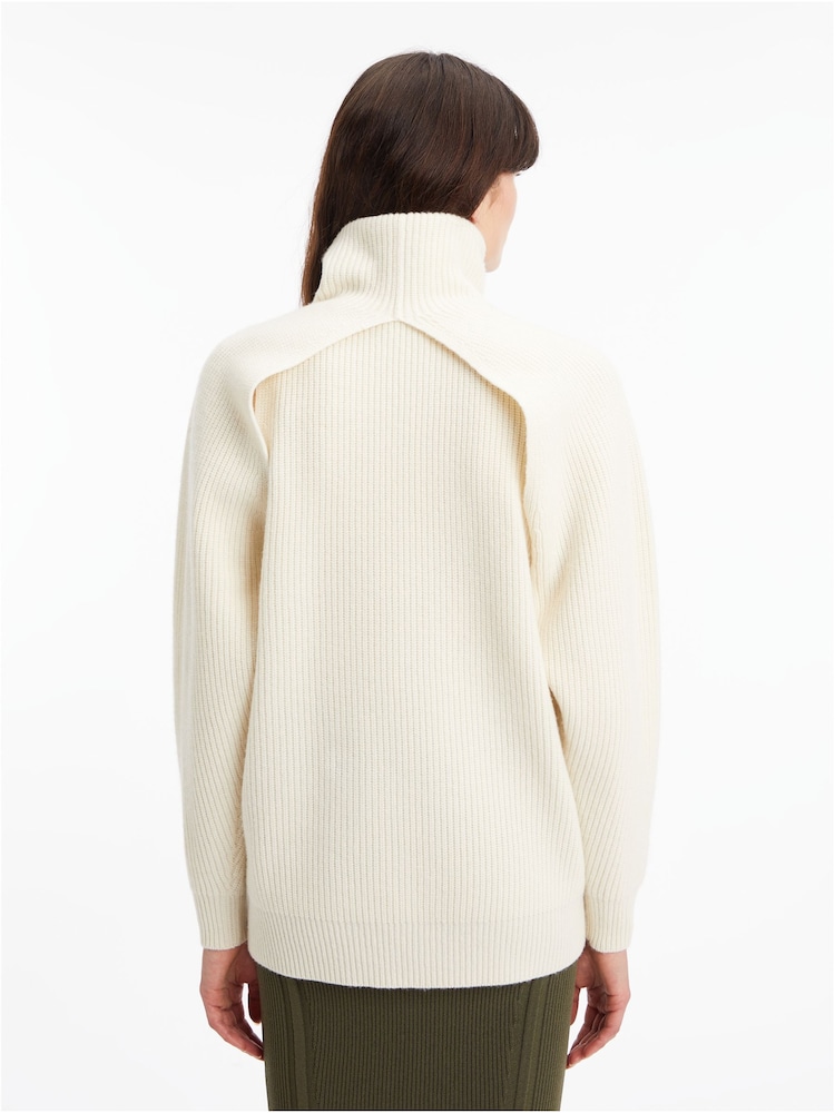 Calvin Klein Recycled Wool White Cut Out Jumper - Image 2 of 4