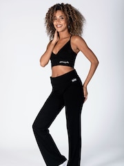 Pineapple Black Womens Fold Waistband Jersey Trousers - Image 3 of 5