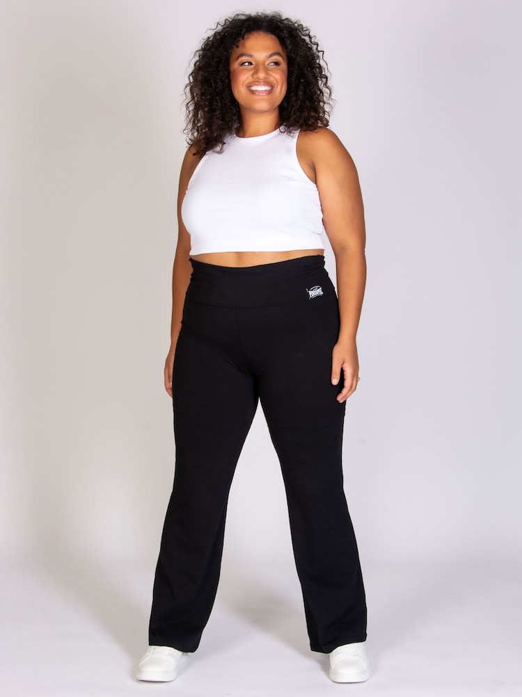Pineapple Black Womens Fold Waistband Jersey Trousers - Image 4 of 7