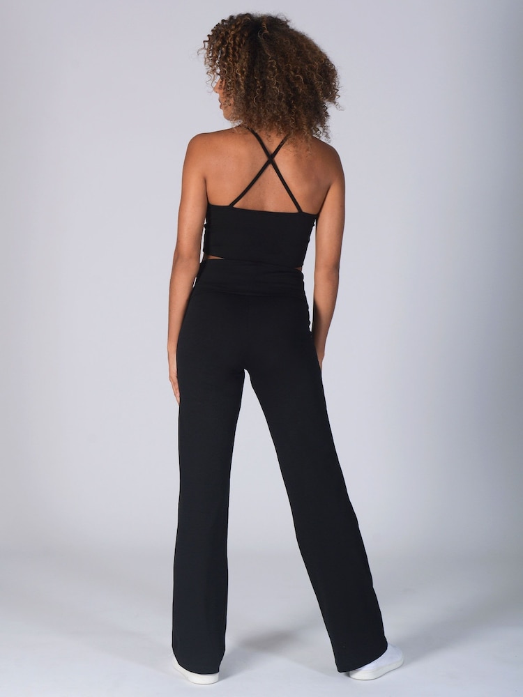 Pineapple Black Womens Fold Waistband Jersey Trousers - Image 6 of 7