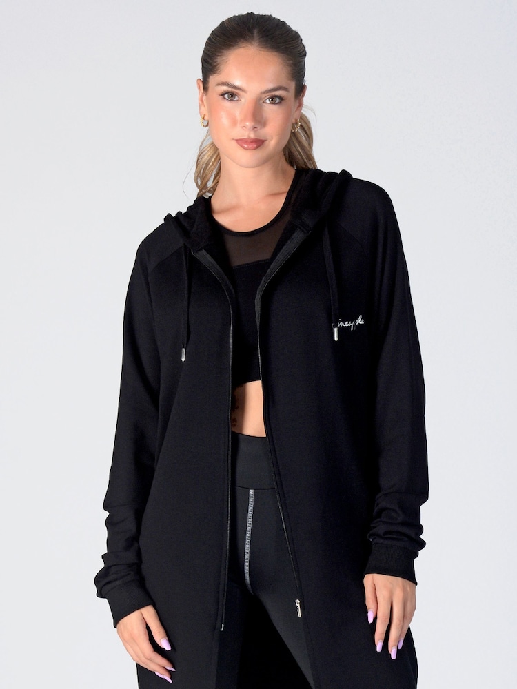 Pineapple Black Longline Zip Jacket - Image 1 of 6