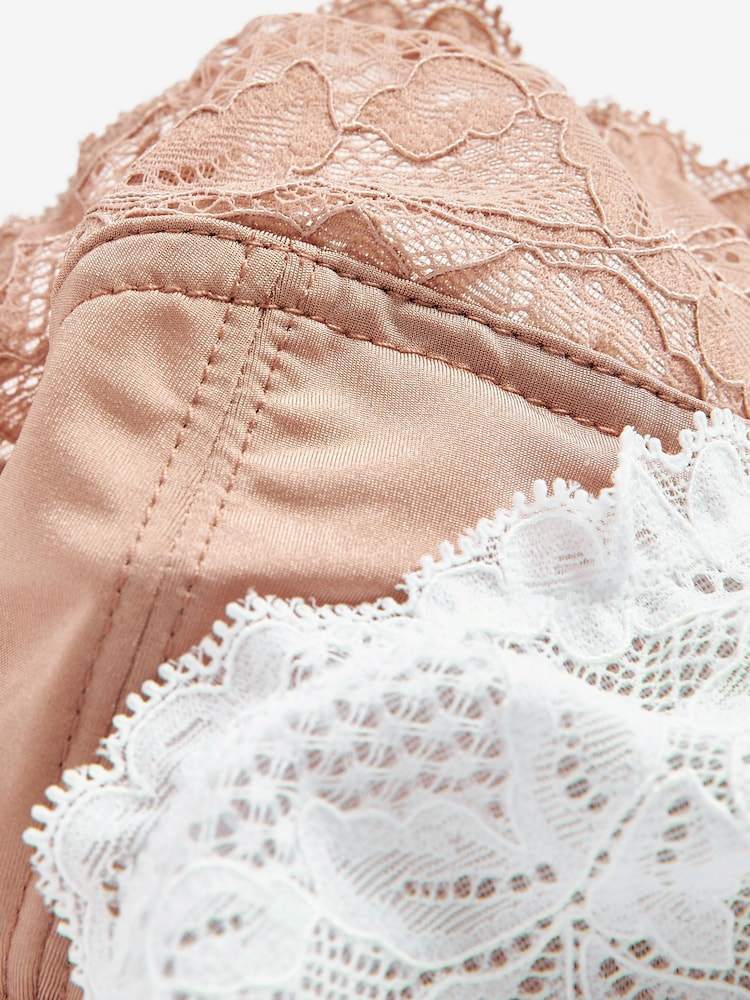 White/Praline Nude 2 Pack Non Pad Full Cup Bra - Image 6 of 6 White/Praline Nude 2 Pack Non Pad Full Cup Bra - Image 6 of 6