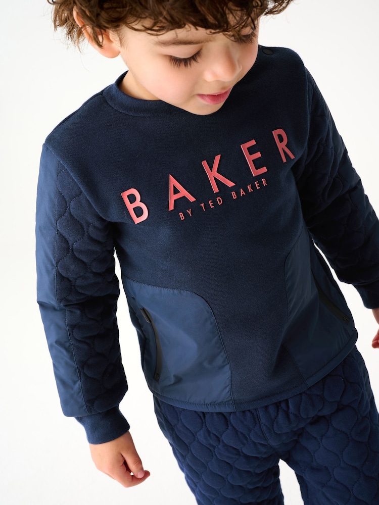 Granatowy - Zestaw: pikowany sweter i joggersy Baker by Ted Baker (0–6 lat) - Image 10 of 13