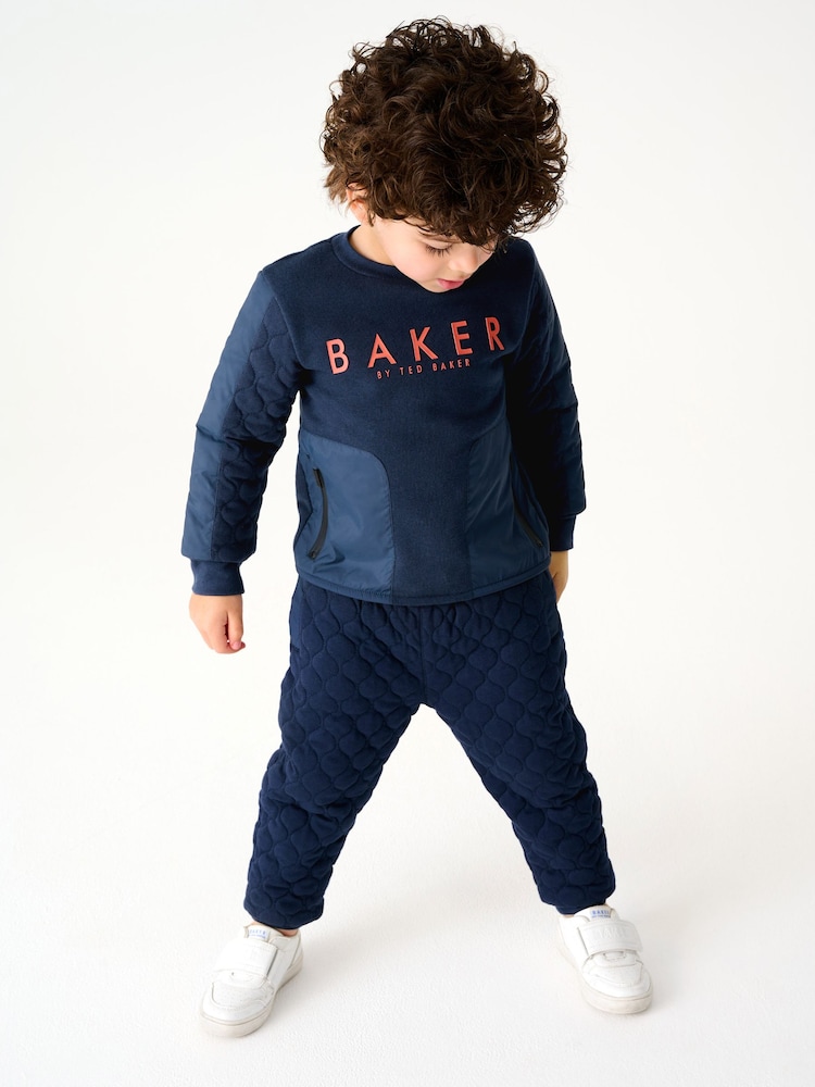 Granatowy - Zestaw: pikowany sweter i joggersy Baker by Ted Baker (0–6 lat) - Image 5 of 13