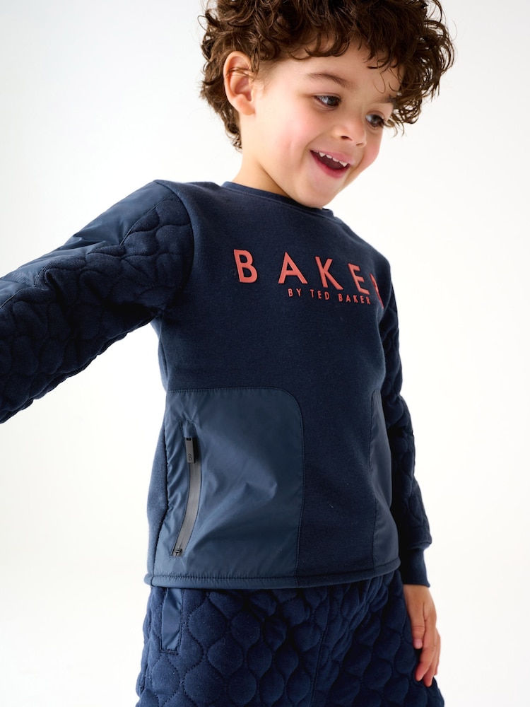 Granatowy - Zestaw: pikowany sweter i joggersy Baker by Ted Baker (0–6 lat) - Image 9 of 13
