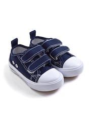 JoJo Maman Bébé Navy Kids' Canvas Pumps - Image 1 of 1
