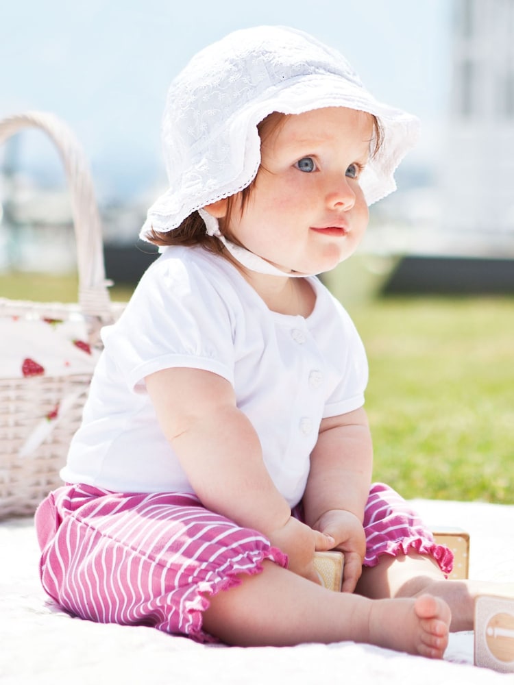 JoJo Maman Bébé White Broderie Anglaise Sun Hat - Image 1 of 4