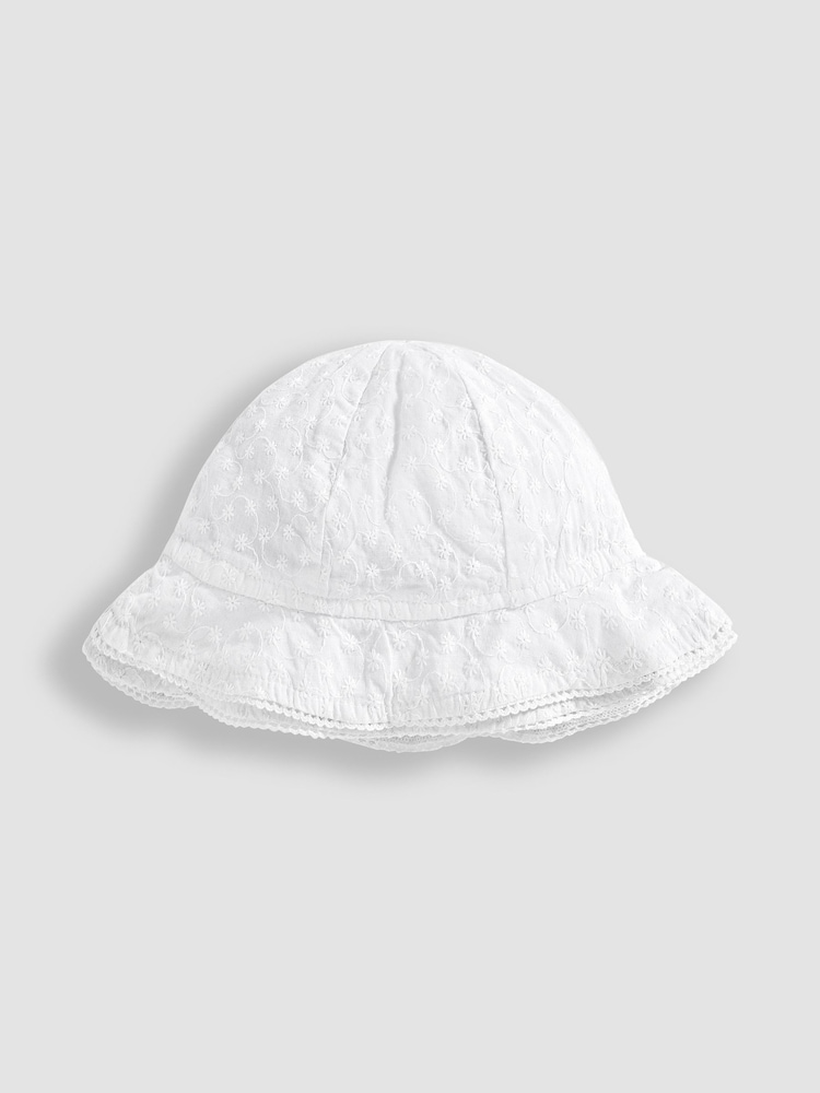 JoJo Maman Bébé White Broderie Anglaise Sun Hat - Image 2 of 4