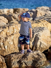 JoJo Maman Bébé Navy Ecru Stripe Stripe T-Shirt - Image 1 of 6