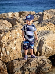 JoJo Maman Bébé Navy Ecru Stripe Stripe T-Shirt - Image 2 of 6