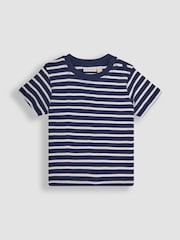 JoJo Maman Bébé Navy Ecru Stripe Stripe T-Shirt - Image 4 of 6