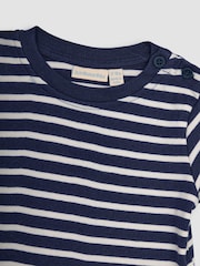 JoJo Maman Bébé Navy Ecru Stripe Stripe T-Shirt - Image 5 of 6