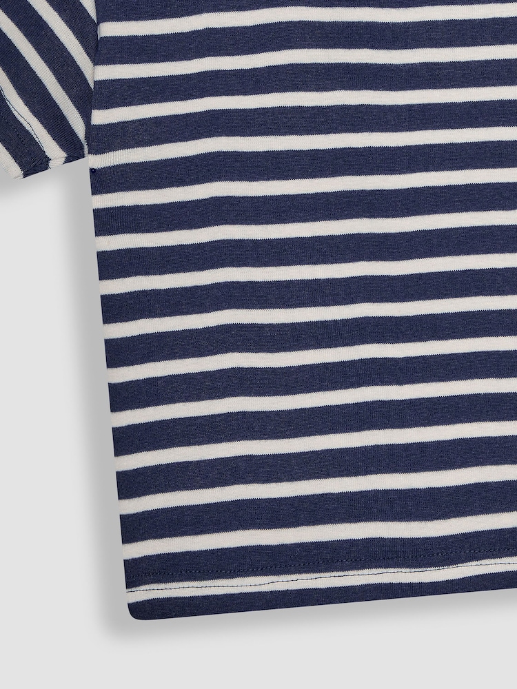 JoJo Maman Bébé Navy Ecru Stripe Stripe T-Shirt - Image 6 of 6