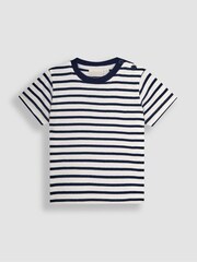 JoJo Maman Bébé Ecru Navy Stripe Stripe T-Shirt - Image 1 of 5