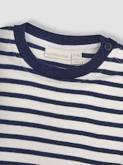 JoJo Maman Bébé Ecru Navy Stripe Stripe T-Shirt - Image 2 of 5