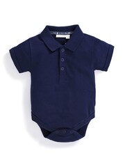 JoJo Maman Bébé Navy Short Sleeve Polo Shirt Bodysuit - Image 1 of 1
