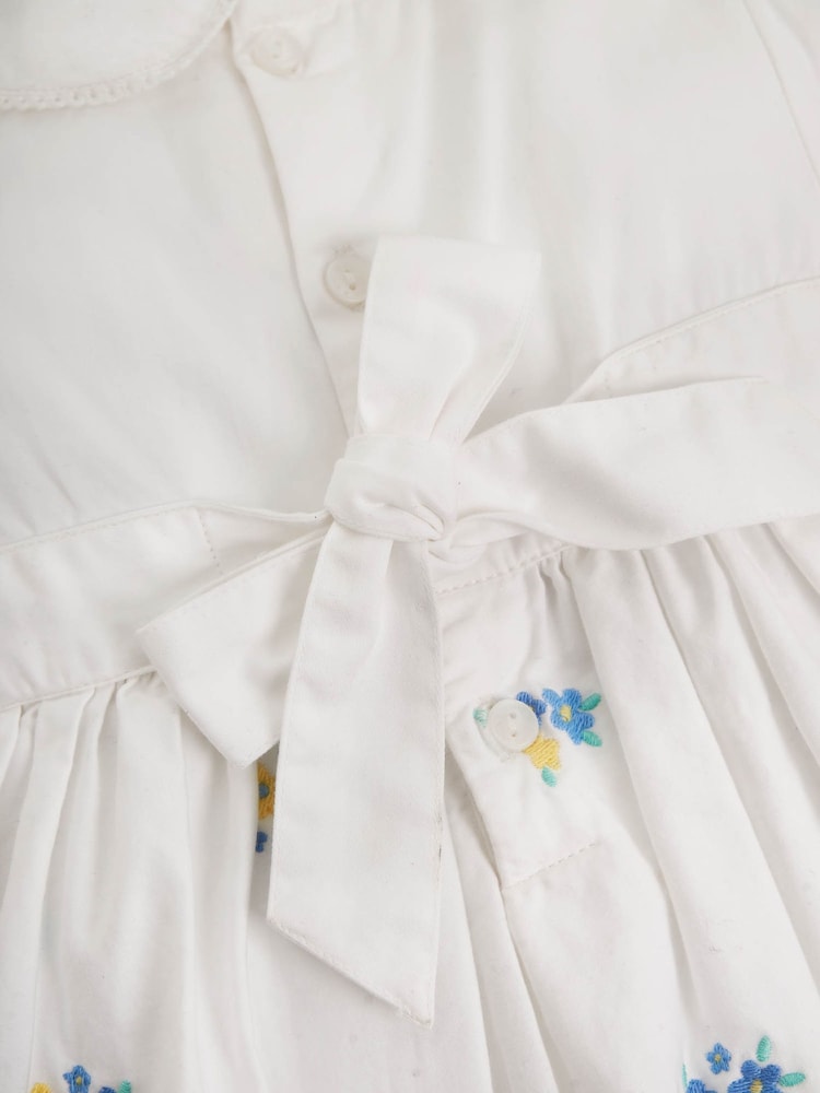 JoJo Maman Bébé White Girls' Peter Pan Collar Embroidered Party Dress - Image 10 of 10