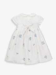 JoJo Maman Bébé White Girls' Peter Pan Collar Embroidered Party Dress - Image 6 of 10