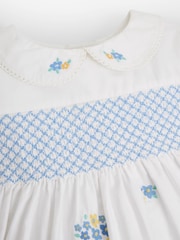 JoJo Maman Bébé White Girls' Peter Pan Collar Embroidered Party Dress - Image 9 of 10