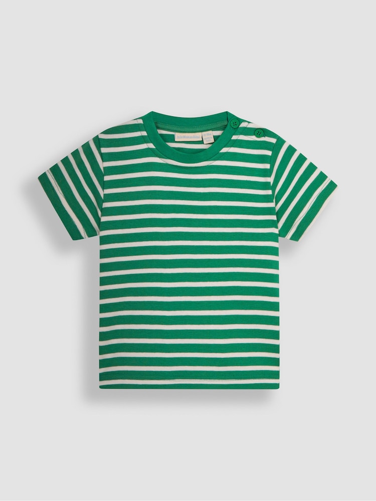 JoJo Maman Bébé Green Stripe T-Shirt - Image 1 of 4