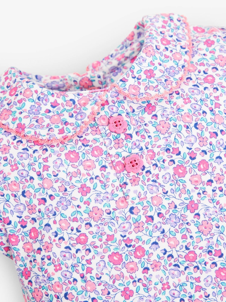 JoJo Maman Bébé Pastel Ditsy Ditsy Floral Peter Pan Bodysuit - Image 2 of 2
