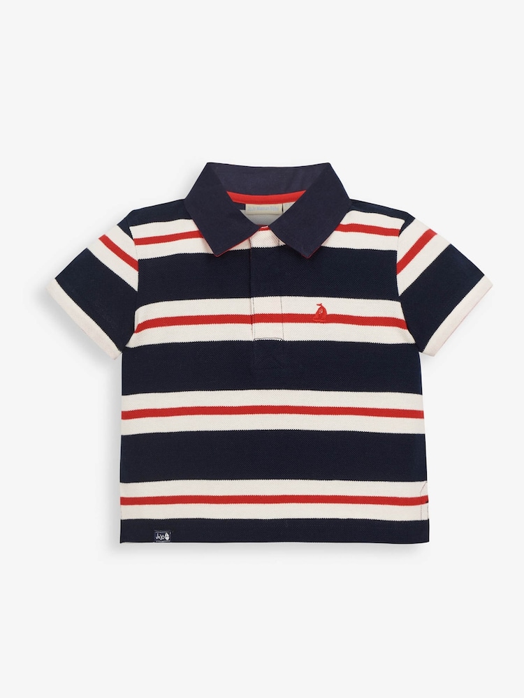 JoJo Maman Bébé Red Classic Stripe Polo Shirt - Image 2 of 3