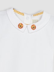 JoJo Maman Bébé White Lion Embroidered Collar Bodysuit - Image 2 of 5