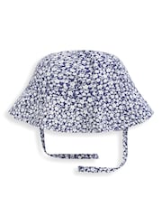 JoJo Maman Bébé Navy Blue Ditsy Floral Floppy Sun Hat - Image 1 of 3