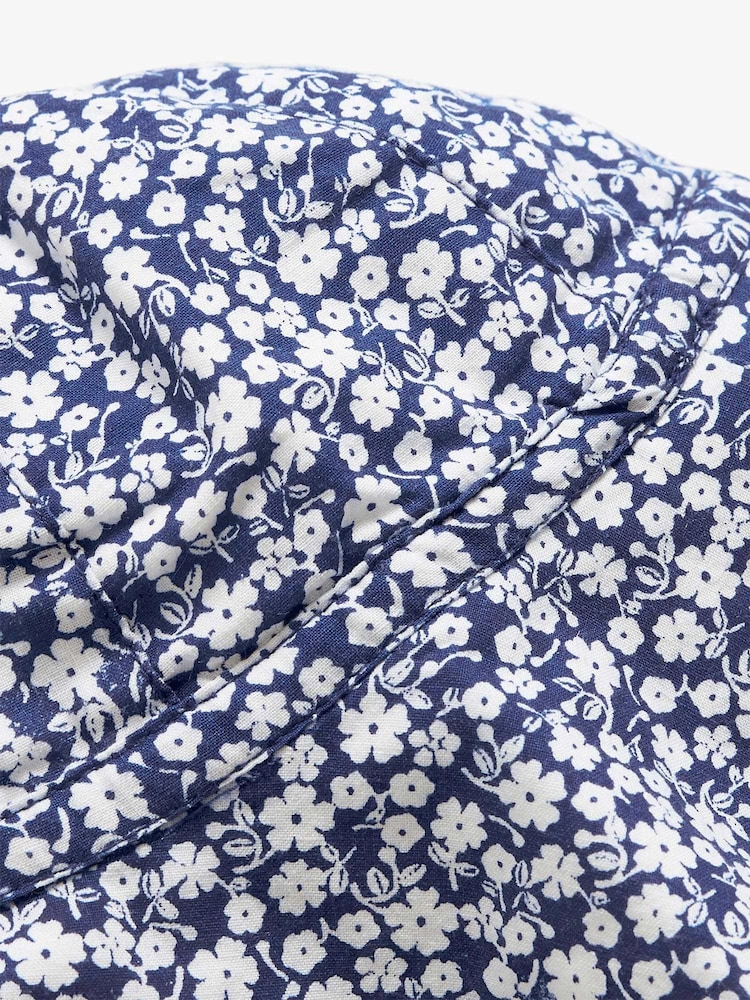 JoJo Maman Bébé Navy Blue Ditsy Floral Floppy Sun Hat - Image 3 of 3