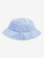 JoJo Maman Bébé Blue Girls' Pretty Bud Print Sun Hat - Image 1 of 2