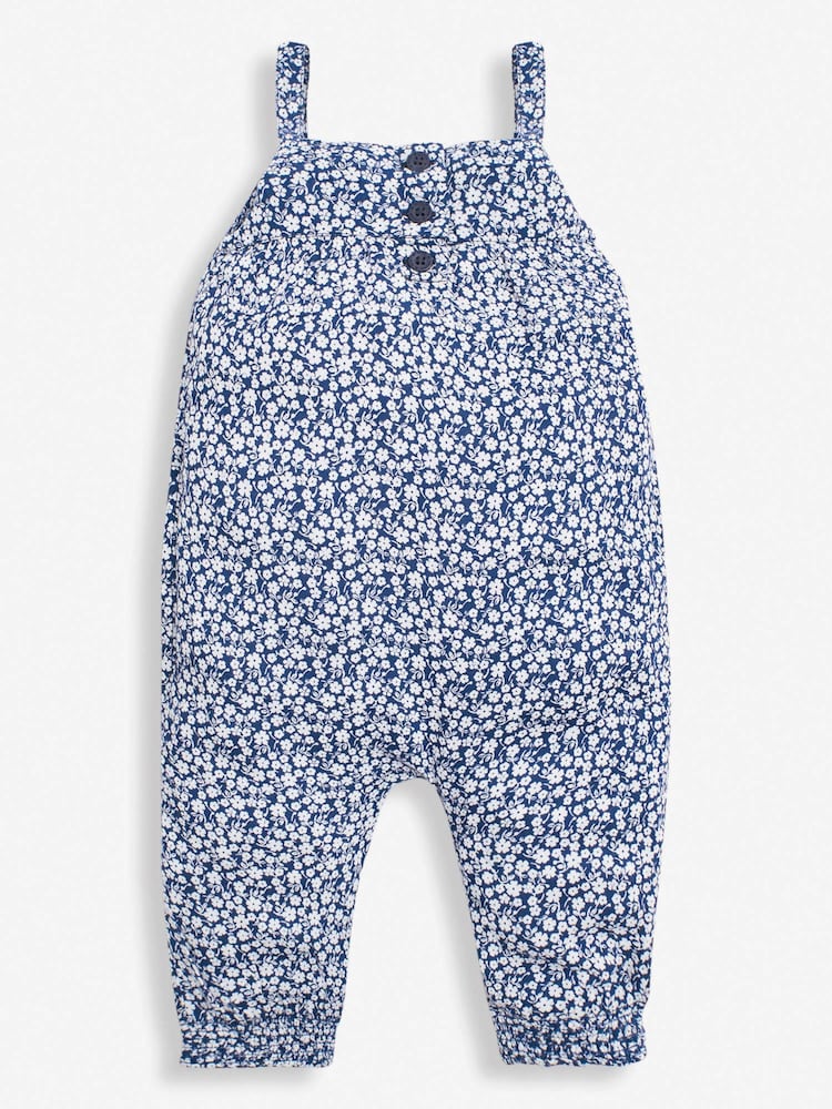 JoJo Maman Bébé Navy Blue Ditsy Floral Jumpsuit - Image 1 of 2