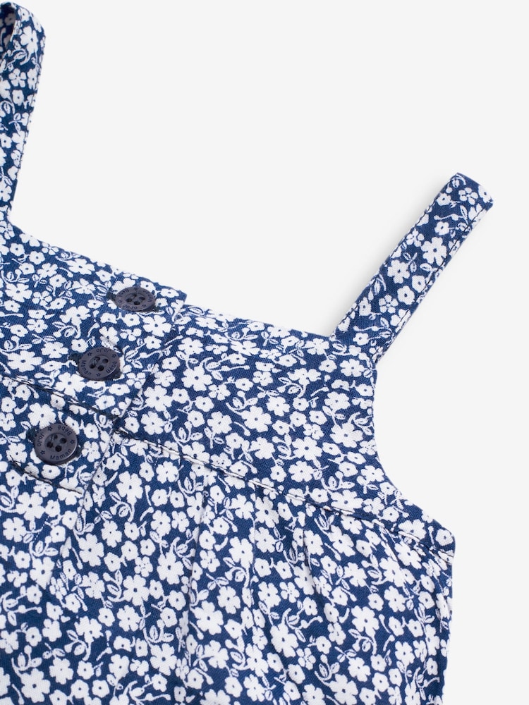 JoJo Maman Bébé Navy Blue Ditsy Floral Jumpsuit - Image 2 of 2