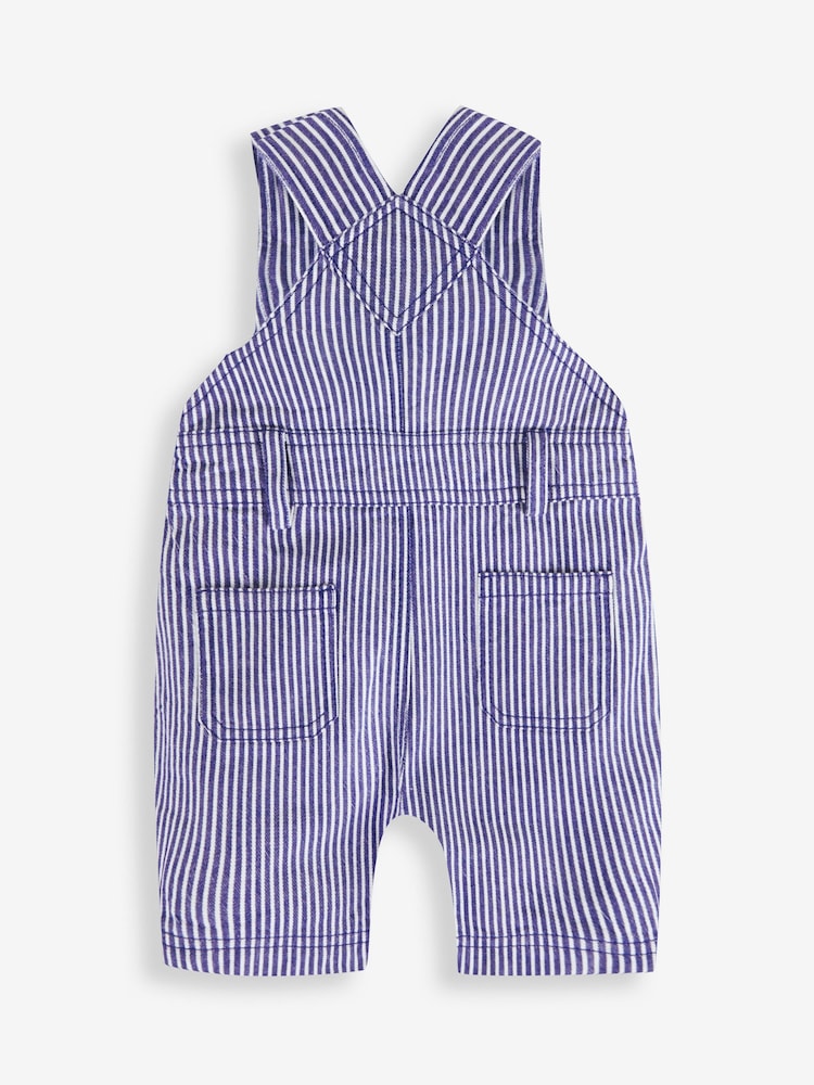 JoJo Maman Bébé Navy Nautical Stripe Baby Dungarees - Image 4 of 4