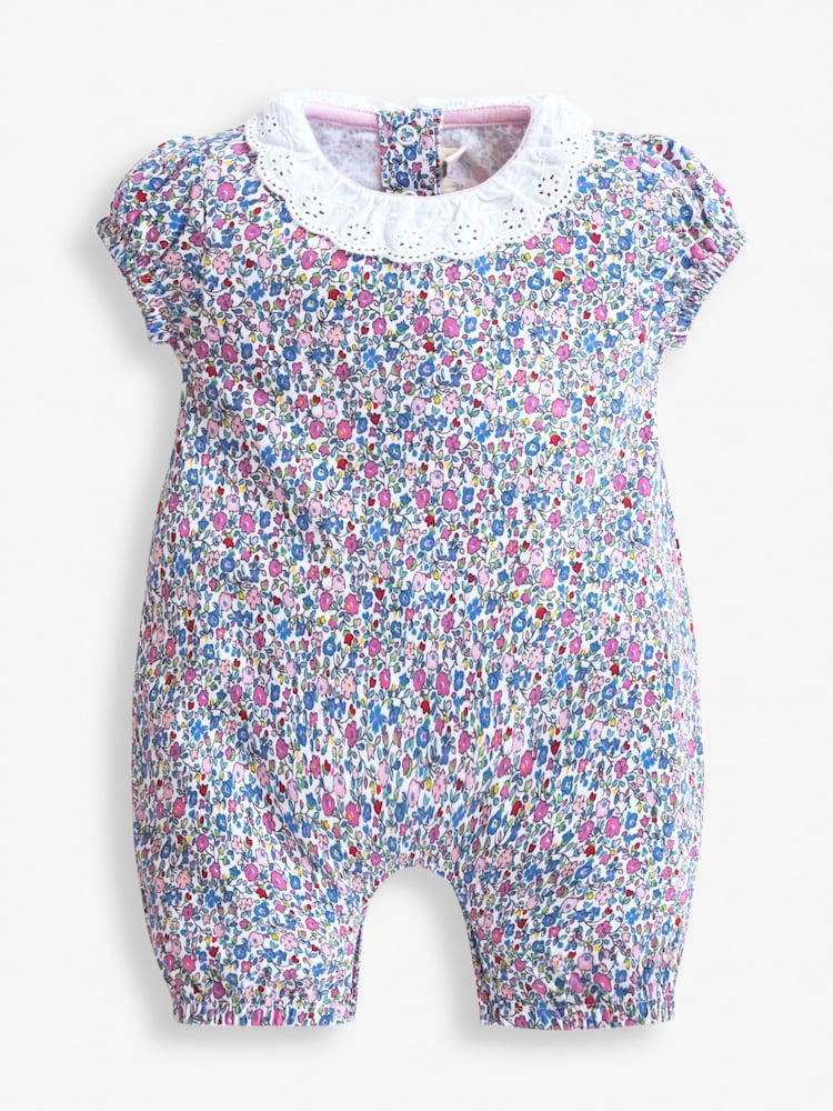 JoJo Maman Bébé Summer Ditsy Pink 2-Pack Pretty Baby Rompers - Image 2 of 4
