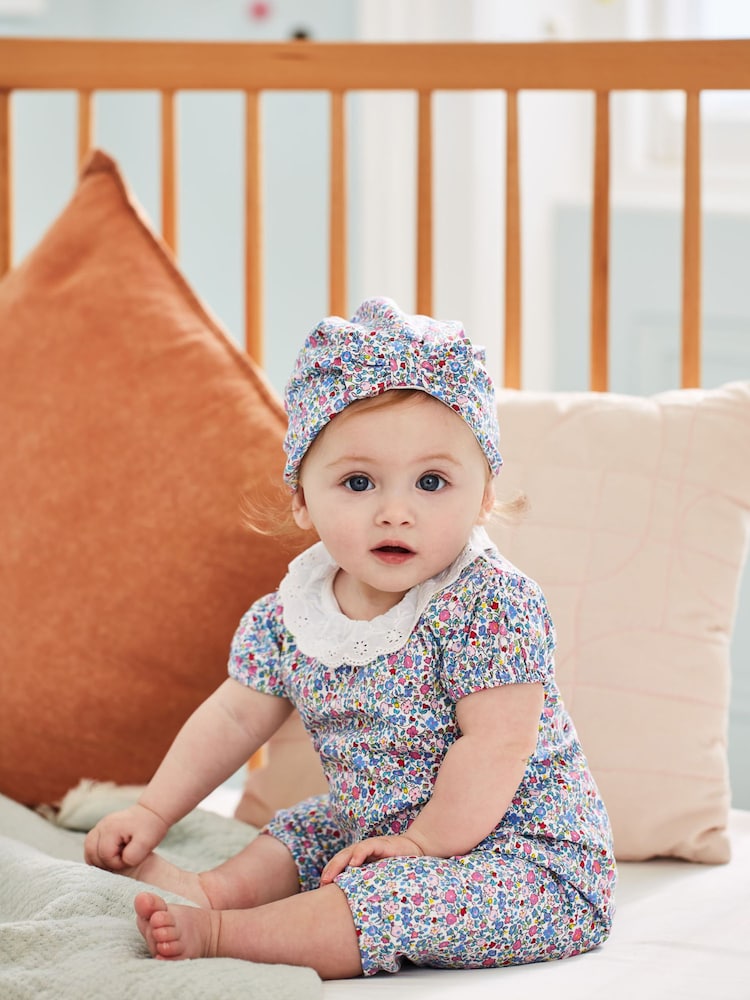 JoJo Maman Bébé Summer Ditsy Pink 2-Pack Pretty Baby Rompers - Image 4 of 4
